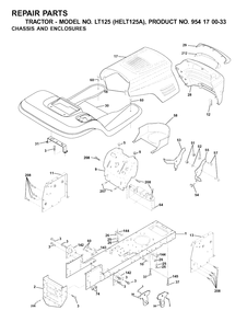 Chassis And Enclosures Diagram and Parts List for LT125 (954170033-A)(2001-01) Husqvarna Lawn Tractor