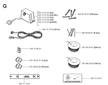 Installation Accessories Diagram and Parts List for 220AC 2008-02 Husqvarna Lawn Mower