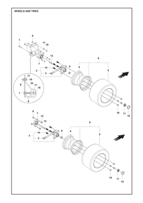 Wheels And Tires Diagram and Parts List for P524XREFI  Husqvarna Lawn Tractor