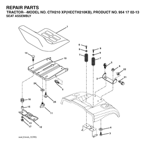 Seat Diagram and Parts List for CTH210XP (HECTH210KB)(2004-01) Husqvarna Lawn Tractor