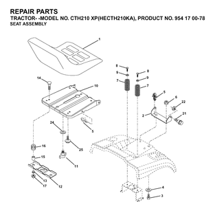Seat Diagram and Parts List for CTH210XP (HECTH210KA)(2003-01) Husqvarna Lawn Tractor