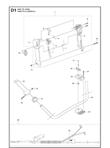 Throttle Controls 3 Diagram and Parts List for 343FR  Husqvarna Brush Cutter