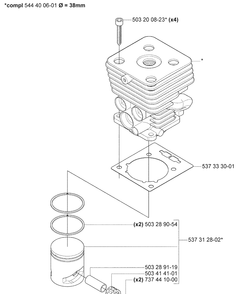 Igntion / Flywheel And Cylinder Kit Diagram and Parts List for 335FR 2008-09 Husqvarna Brush Cutter