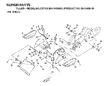 Tine Shield Diagram and Parts List for CRT83 (954140066C)(1999-09) Husqvarna Tiller