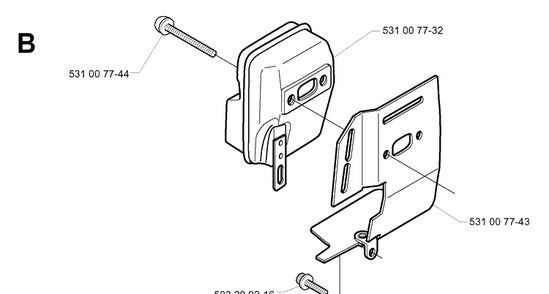 Muffler Diagram and Parts List for 142R 19994000001-20001900000 Husqvarna Brush Cutter