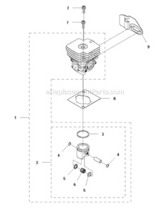 Cylinder_Piston Diagram and Parts List for 122C  Husqvarna Trimmer
