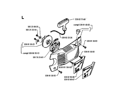 Starter Diagram and Parts List for 36 19941800001-Current Husqvarna Chainsaw