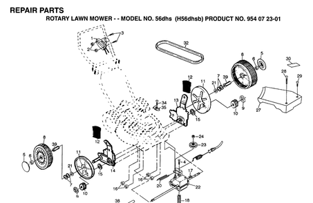 Repair Parts 5 Diagram and Parts List for 56DHS (H56DHSB)(1995-03) Husqvarna Lawn Mower