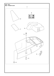 Cylinder Cover Diagram and Parts List for 390XP-390XPG 390 XP W - 390 XP GW Husqvarna Chainsaw