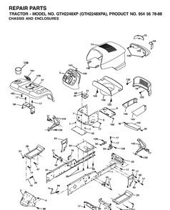 Chassis And Enclosures Diagram and Parts List for GTH2248XP-GTH2248XPA 2002-01 Husqvarna Lawn Tractor