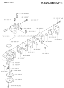 Carburetor Diagram and Parts List for 125BT 2004-10 Husqvarna Leaf Blower / Vacuum