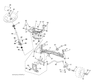 Steering Diagram and Parts List for YTH2246 2018 Husqvarna Lawn Tractor