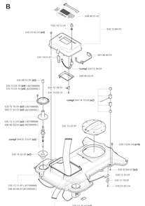 Chassis Upper Diagram and Parts List for 220AC 2008-05 Husqvarna Lawn Mower