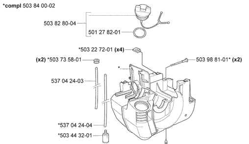 Crankcase Diagram and Parts List for 232L 2007-01 Husqvarna Trimmer