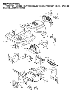 Chassis And Enclosures Diagram and Parts List for YTH2148-LO21H48A 2003-12 Husqvarna Lawn Tractor