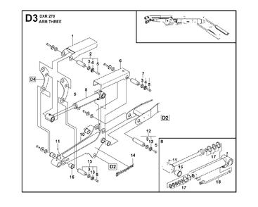 Arm Three Diagram and Parts List for DXR270 (1 & Above)(2013-08) Husqvarna Demolition Hammer