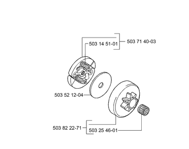 Clutch / Drum Diagram and Parts List for 335XPT 2001-05 Husqvarna Chainsaw
