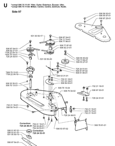 97cm Cutting Deck Diagram and Parts List for PR14 1999-04 Husqvarna Lawn Mower