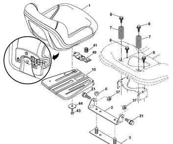 Seat Assembly Diagram and Parts List for YTH2042 (96043009201)(2010-02) Husqvarna Lawn Mower