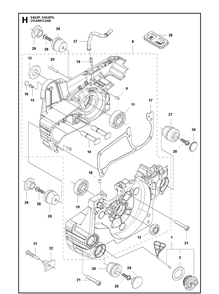 Crankcase Diagram and Parts List for 543XPG 2013-03 Husqvarna Chainsaw
