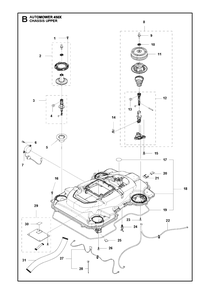 Chassis Upper Diagram and Parts List for 450X 2016-02 Husqvarna Lawn Mower