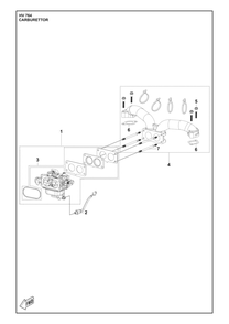 Carburetor Diagram and Parts List for HV764  Husqvarna Engine