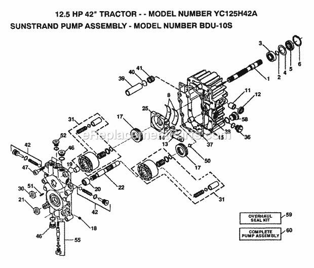 Steering Diagram and Parts List for YC125H42A 1993 Husqvarna Lawn Tractor