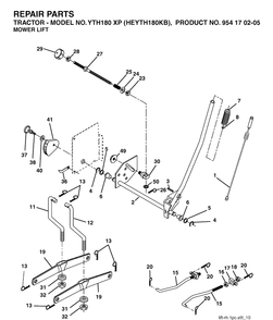 Mower Lift / Deck Lift Diagram and Parts List for YTH180XP (HEYTH180KB)(2004-01) Husqvarna Lawn Tractor