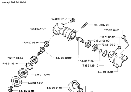 Gear Head Diagram and Parts List for 322L 2002-01 Husqvarna Trimmer