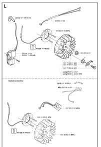 Ignition System Diagram and Parts List for 346XP 20032200001-20041000000 Husqvarna Chainsaw