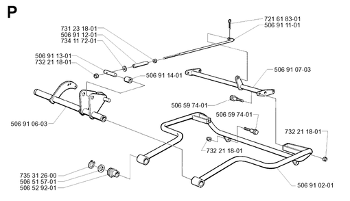 Protection Frame Diagram and Parts List for R13 2001-01 Husqvarna Lawn Tractor