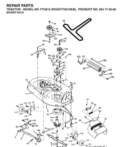 Mower Deck / Cutting Deck Diagram and Parts List for YTH210XP (HEYTH210KB)(2004-01) Husqvarna Lawn Tractor