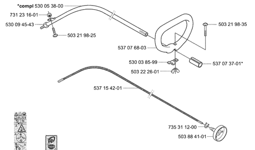 Shaft / Tube Diagram and Parts List for 326C 2004-03 Husqvarna Brush Cutter