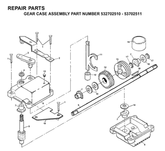 Gear Case Diagram and Parts List for 56SF (954066101)(1995-04) Husqvarna Lawn Mower