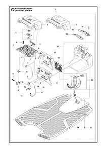 Charging Station Diagram and Parts List for 450XH 2020 Husqvarna Lawn Mower