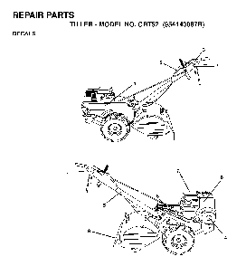 Decals Diagram and Parts List for CRT52 (954140067B)(1998-07) Husqvarna Tiller