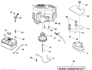 Engine Diagram and Parts List for YTH22V46 (96043010101)(2010-04) Husqvarna Lawn Mower