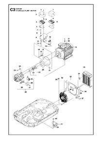 Hydraulic Pump - Motor Diagram and Parts List for DXR300 (1 & Above)(2013-08) Husqvarna Demolition Hammer