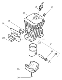 Page J Diagram and Parts List for 136 2001-05 Husqvarna Chainsaw