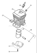 Page J Diagram and Parts List for 136LE 136 LE 2001-06 Husqvarna Chainsaw