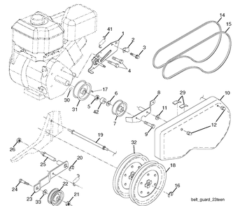 Belt Guard And Pulley Diagram and Parts List for 25009 96083001000 Husqvarna Cultivator