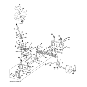 Steering Assembly Diagram and Parts List for 96043029500  Husqvarna Lawn Tractor