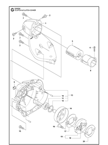 Clutch Cover Diagram and Parts List for 535FBX  Husqvarna Brush Cutter