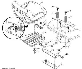 Seat Assembly Diagram and Parts List for YTH2042 (917289610)(2010-05) Husqvarna Lawn Mower