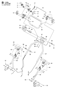 Handle 2 Diagram and Parts List for LC48BE  Husqvarna Lawn Mower
