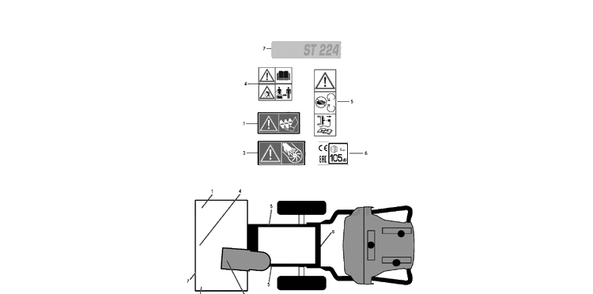 Decals Diagram and Parts List for ST224  Husqvarna Snow Blower