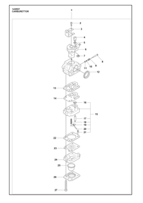 Carburetor Diagram and Parts List for 143RST  Husqvarna Brush Cutter