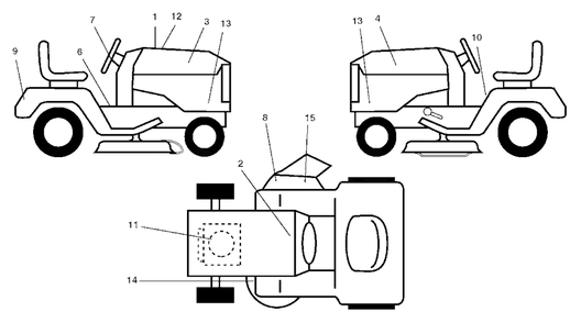 Decals Diagram and Parts List for YTH2242 (954570383-A)(2003-01) Husqvarna Lawn Tractor