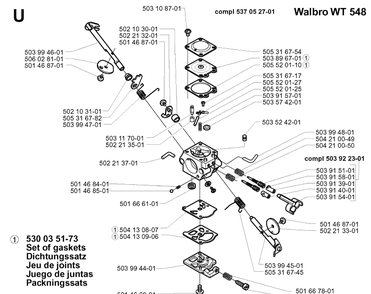 Carburetor Details Diagram and Parts List for 232RD 20001400001-Current Husqvarna Brush Cutter