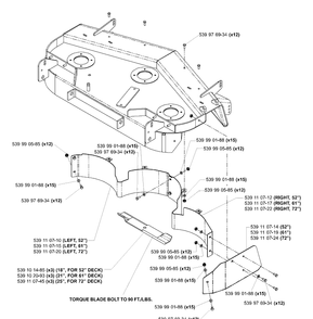 Part Location Diagram of 539110722 Husqvarna BAFFLE, RT, 72